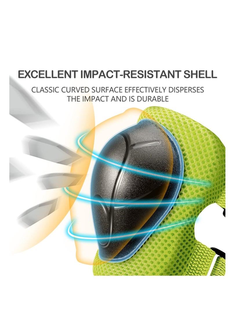 مجموعة معدات الحماية للأطفال، وسادات الركبة للأطفال من سن 7 إلى 13 عامًا، وسادات للركبة والكوع مع واقيات للمعصم 3 في 1 للتزلج وركوب الدراجات والسكوتر (أخضر) - Image 3