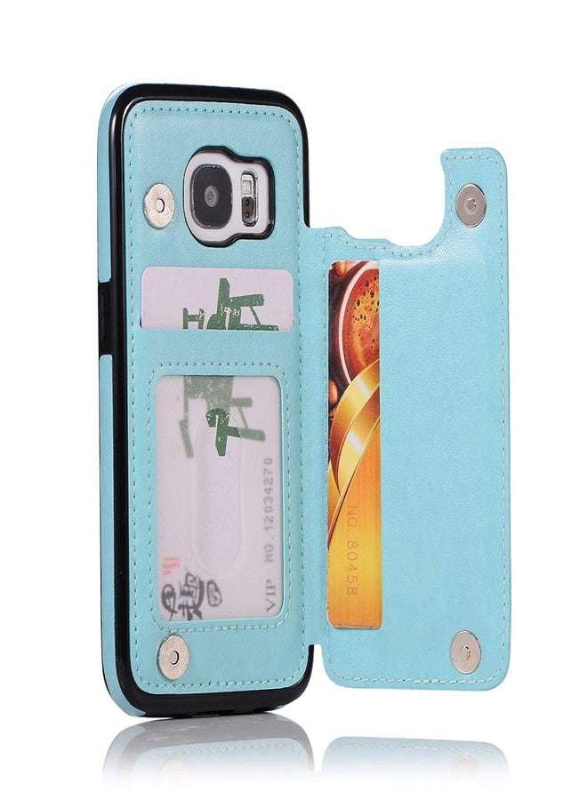 أسو ويش جراب هاتف سامسونج جالاكسي S7 مع واقي شاشة من الزجاج المقوى، وحامل بطاقات، ومحفظة، وغطاء، وحامل، وغطاء جلدي قابل للطي، وملحقات للهواتف المحمولة. متوفر بمقاسات: جالاكسي S7، جالاكسي S7، جالاكسي GS7، جالاكسي GS7، موديل SM-G930V، جالاكسي GS7، موديل G930A، لون أخضر، للنساء. - Image 5