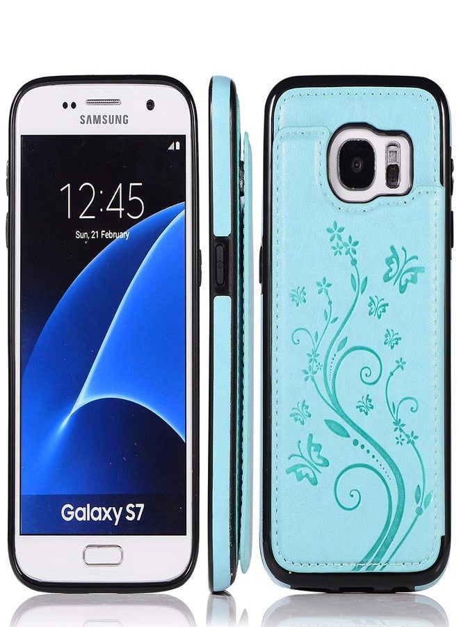 أسو ويش جراب هاتف سامسونج جالاكسي S7 مع واقي شاشة من الزجاج المقوى، وحامل بطاقات، ومحفظة، وغطاء، وحامل، وغطاء جلدي قابل للطي، وملحقات للهواتف المحمولة. متوفر بمقاسات: جالاكسي S7، جالاكسي S7، جالاكسي GS7، جالاكسي GS7، موديل SM-G930V، جالاكسي GS7، موديل G930A، لون أخضر، للنساء. - Image 4