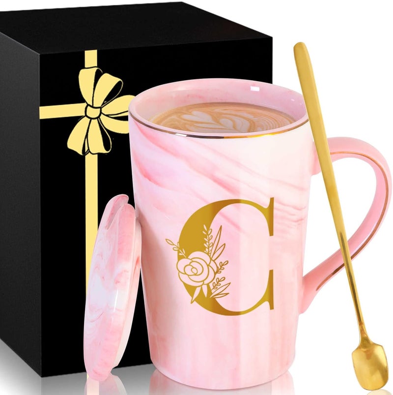 MNZZ Personalized Ceramic Coffee Mug with Lid Tea Cup Girlfriend Gf Gifts Future Mrs Her Women Boyfriend 1 One Year Anniversary Meaningful Cute Romantic Christmas Xmas First Valentines I Love You More,C - Image 1