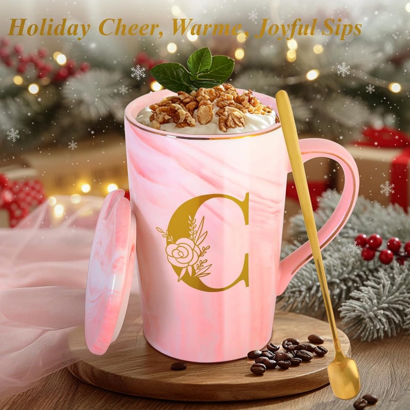 MNZZ Personalized Ceramic Coffee Mug with Lid Tea Cup Girlfriend Gf Gifts Future Mrs Her Women Boyfriend 1 One Year Anniversary Meaningful Cute Romantic Christmas Xmas First Valentines I Love You More,C - Image 3