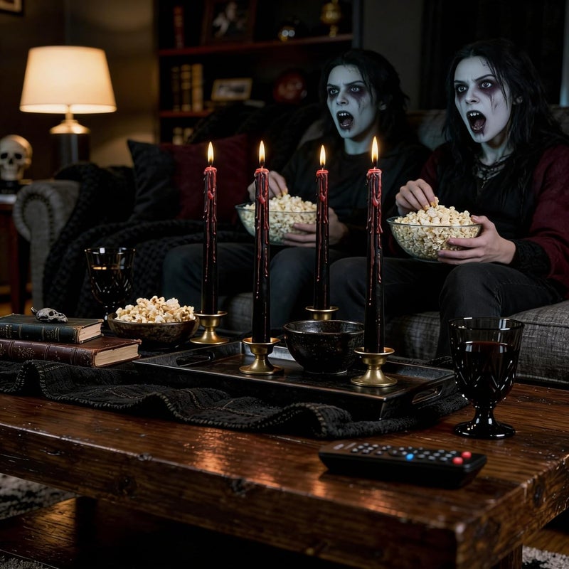 Viyffo Taper Candles – Black Halloween Candle Sticks, 10 Inch Vampire Blood Drip Bleeding Candles, Set of 4 Unscented Candlesticks for Spooky Gothic Decor and Creepy Vampire Room - Image 5