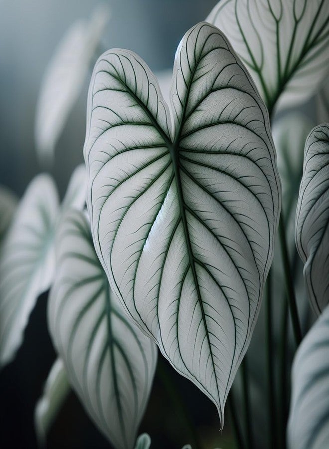 6 Snow White Caladium Bulbs for Planting - Perennial Hosta, Elephant Ears, Fancy (6 Bulbs)