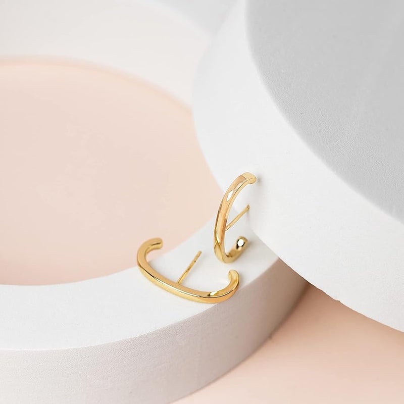 PAVOI 14K Gold Plated 925 Sterling Silver Post Minimalist Suspender Ear Cuff Earrings for Women | Wrap Earlobe Studs - Image 4