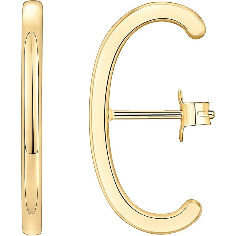 PAVOI 14K Gold Plated 925 Sterling Silver Post Minimalist Suspender Ear Cuff Earrings for Women | Wrap Earlobe Studs - Image 1