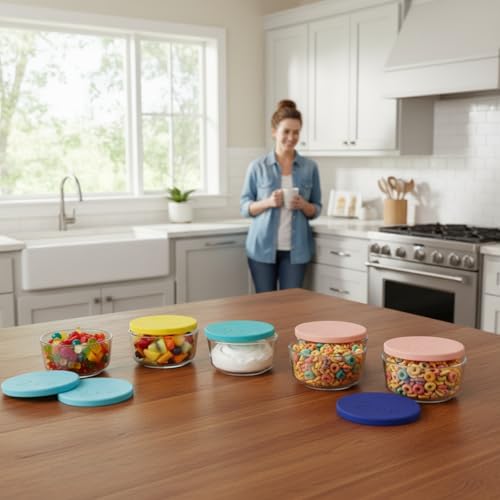 Yodecy Silicone Bowl Lids fit Pyrex Glass Bowls 7200-PC 2 Cup, Yodecy Silicone Bowl Lids fit Anchor Hocking Glass Bowls 7200-PC 2 Cup,Replacement Lids 4.76in(4 Pack Blue-green) - Image 4