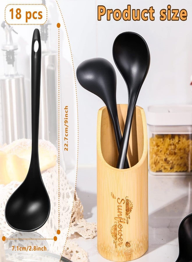 Meanplan 18 Pcs Large Plastic Serving Spoons Big Heavy Duty Disposable Serving Spoons for Party Catering Buffet Restaurant Dinner Soup(9 x 2.8 Inch,Black) - Image 2