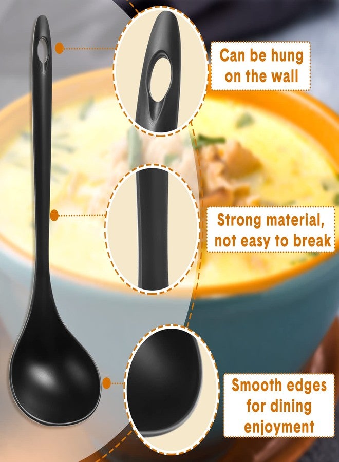 Meanplan 18 Pcs Large Plastic Serving Spoons Big Heavy Duty Disposable Serving Spoons for Party Catering Buffet Restaurant Dinner Soup(9 x 2.8 Inch,Black) - Image 3