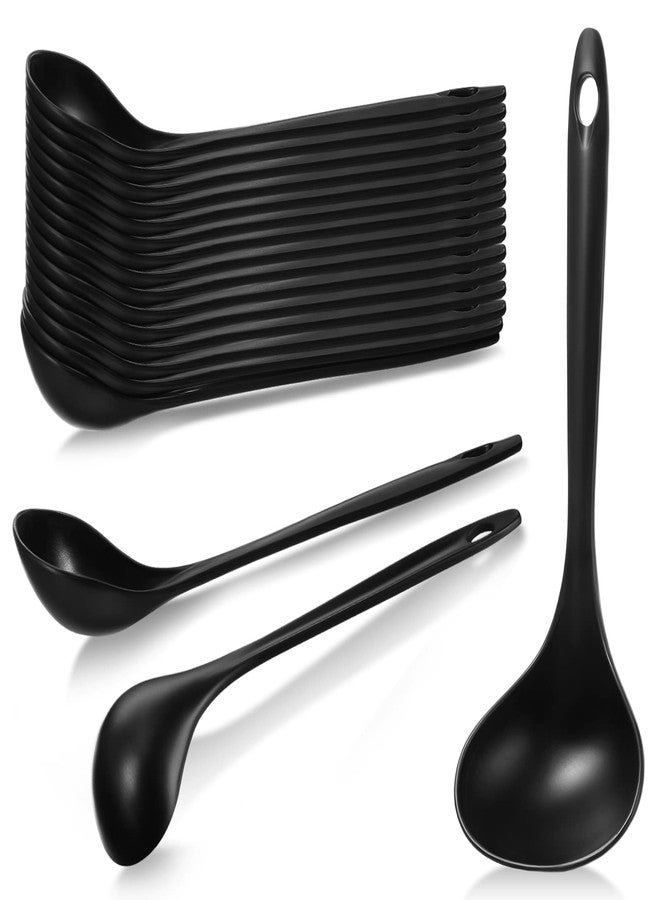 Meanplan 18 Pcs Large Plastic Serving Spoons Big Heavy Duty Disposable Serving Spoons for Party Catering Buffet Restaurant Dinner Soup(9 x 2.8 Inch,Black) - Image 1
