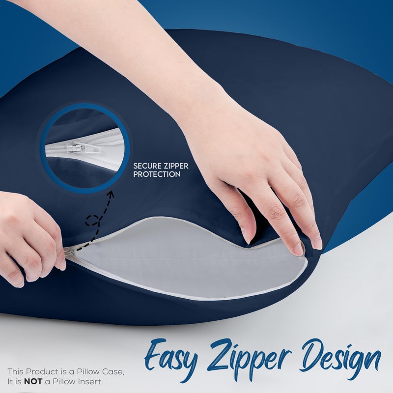 Utopia Bedding Set of 4 Waterproof Pillow Protectors with Zipper Standard Size (Navy), Ultra Soft Pillow Covers, Bed Bug and Dust Mite Proof Pillow Encasements, Moisture Wicking Pillow Cases - Image 5