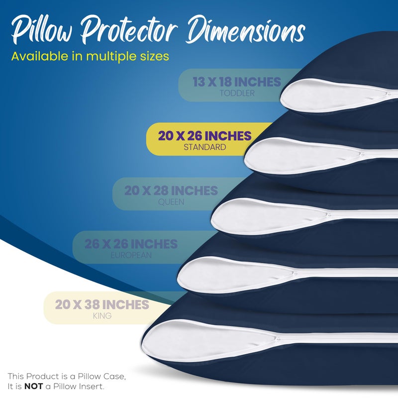 Utopia Bedding Set of 4 Waterproof Pillow Protectors with Zipper Standard Size (Navy), Ultra Soft Pillow Covers, Bed Bug and Dust Mite Proof Pillow Encasements, Moisture Wicking Pillow Cases - Image 2