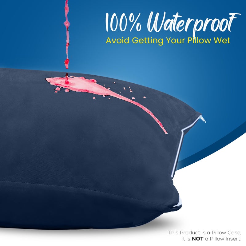 Utopia Bedding Set of 4 Waterproof Pillow Protectors with Zipper Standard Size (Navy), Ultra Soft Pillow Covers, Bed Bug and Dust Mite Proof Pillow Encasements, Moisture Wicking Pillow Cases - Image 3