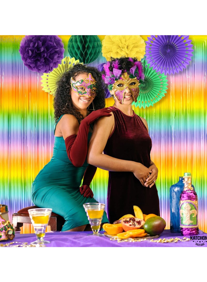 ستائر قزحية ملونة من الفويل - 6.4x8 قدم، عبوة من 2 خلفية معدنية لعيد الميلاد، حفلات العزوبية، وزينة الحفلات - Image 5