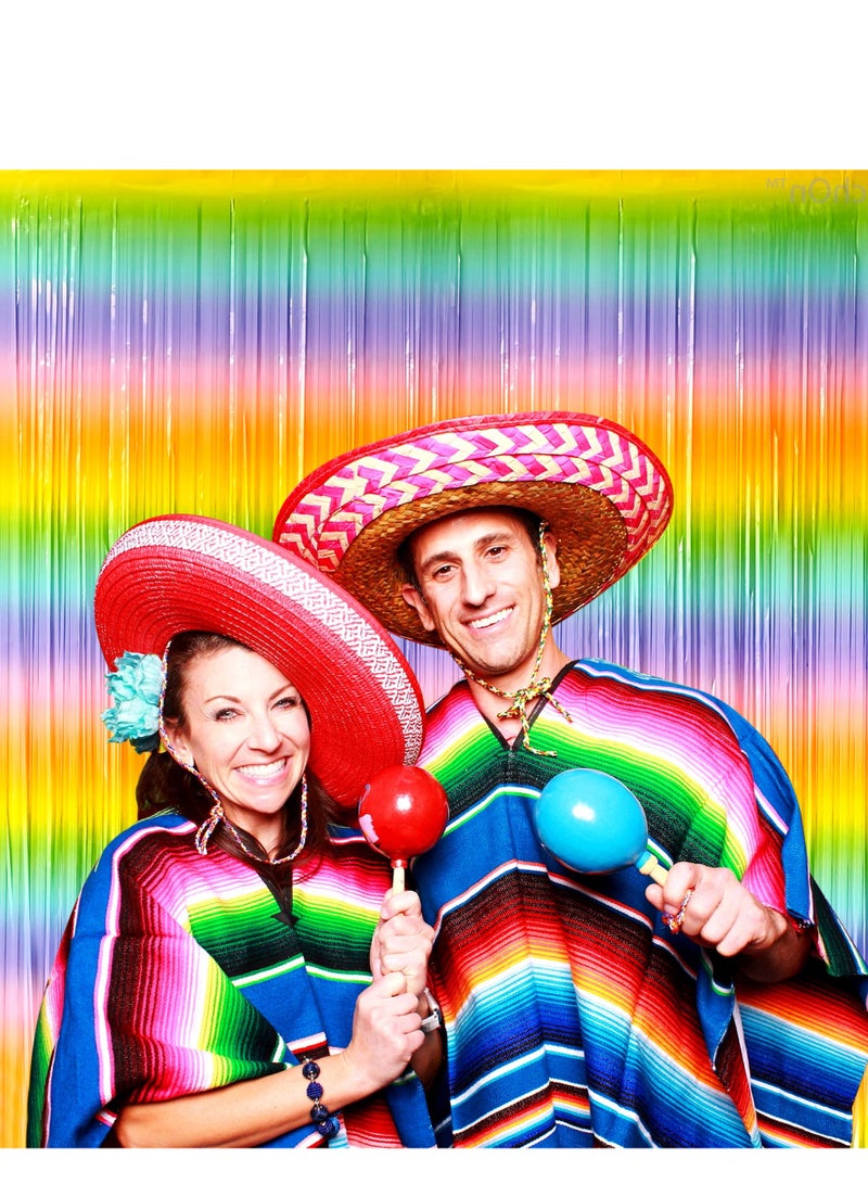 ستائر قزحية ملونة من الفويل - 6.4x8 قدم، عبوة من 2 خلفية معدنية لعيد الميلاد، حفلات العزوبية، وزينة الحفلات - Image 4