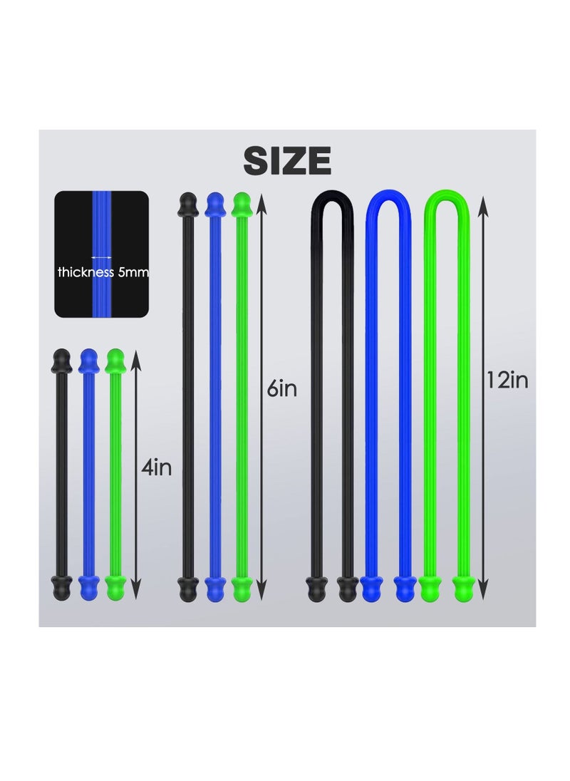 Excefore - Silicone Twist Ties, Steel-Core Rubber Twist Tie Set for Cords, Cables, and Gear Organization, Reusable and Versatile Cable Ties for Wire Management(Set of 9) - Image 1