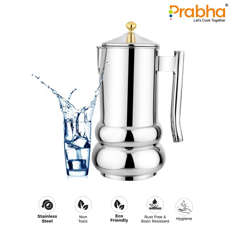 Prabha Premium Stainless Steel Imperia Water Jug - 2000ml Capacity, Ideal for Beverages & Serving - Image 3