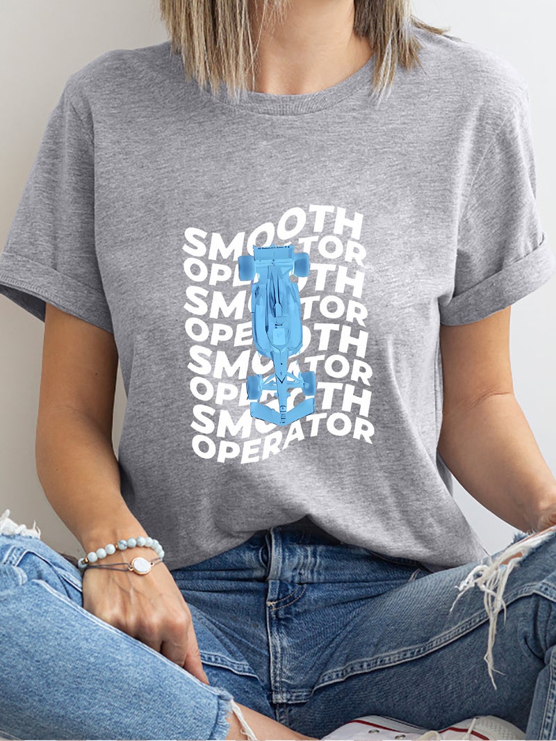 Independent Station Women'S Tops Round Neck Cartoon Printed Short-Sleeved T-Shirt-M - Image 1