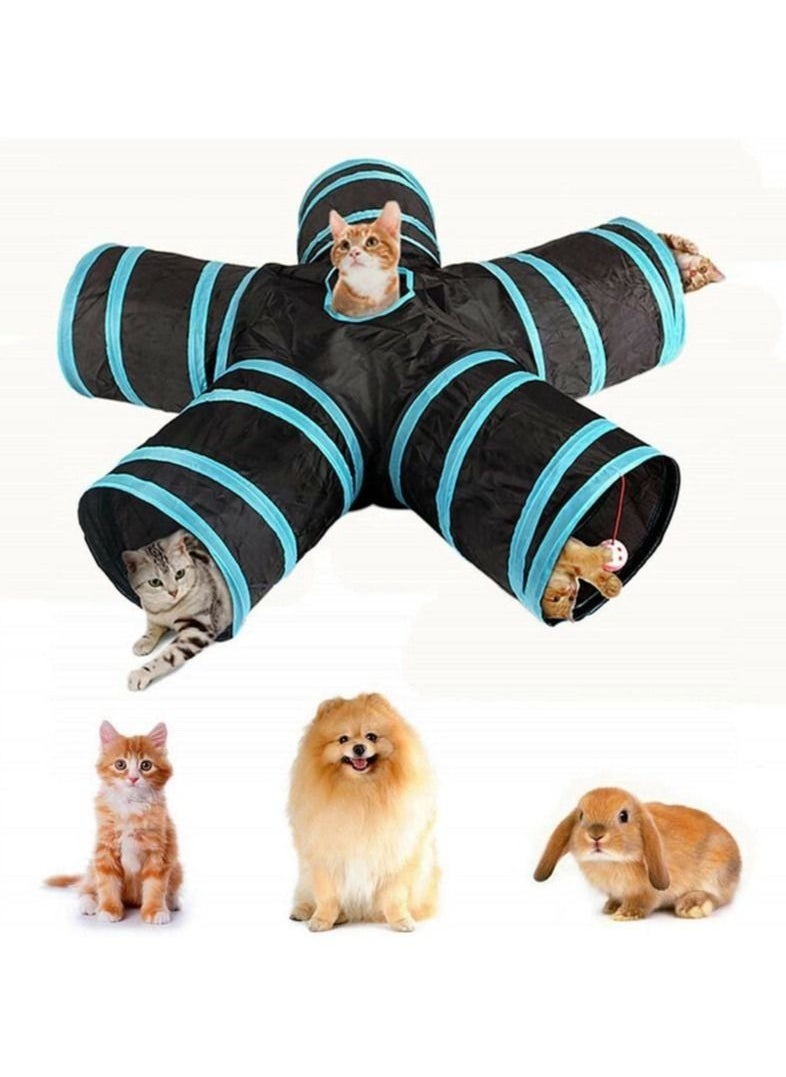 BLOOMING TIME - 5 Way Pet Foldable Durable Tunnel Toys for Cat, Puppy, Kitten, Rabbit - Image 1