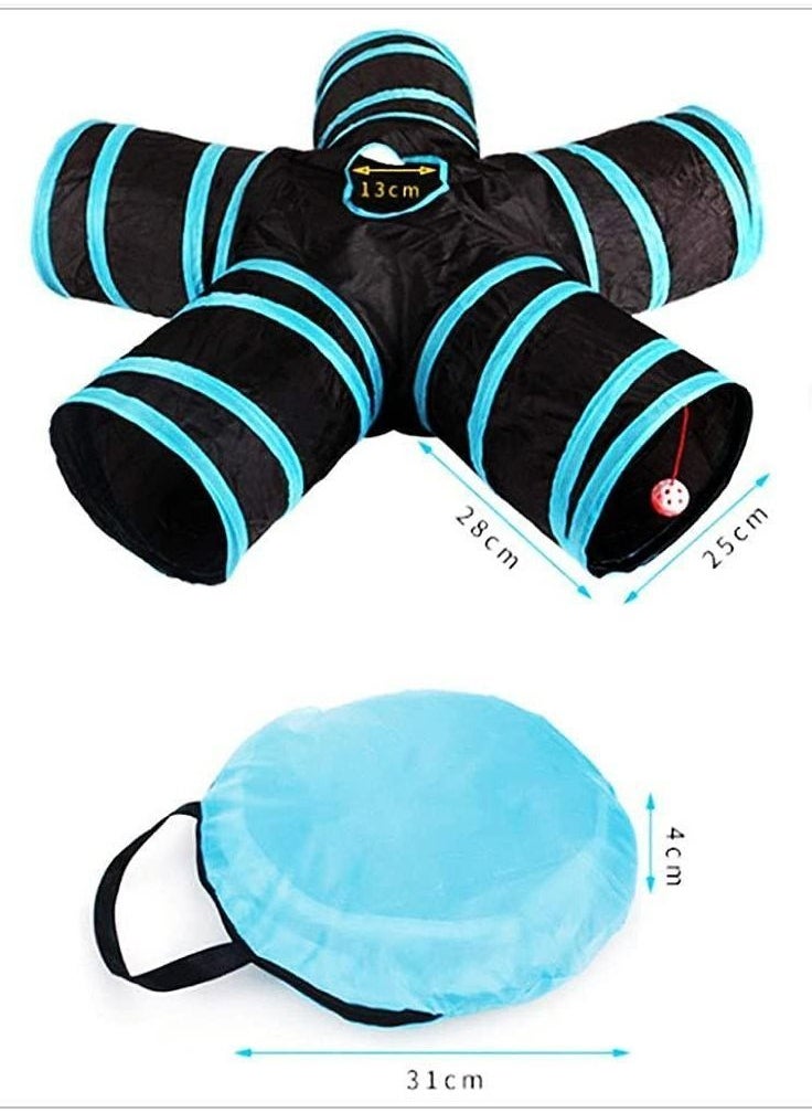 BLOOMING TIME - 5 Way Pet Foldable Durable Tunnel Toys for Cat, Puppy, Kitten, Rabbit - Image 1