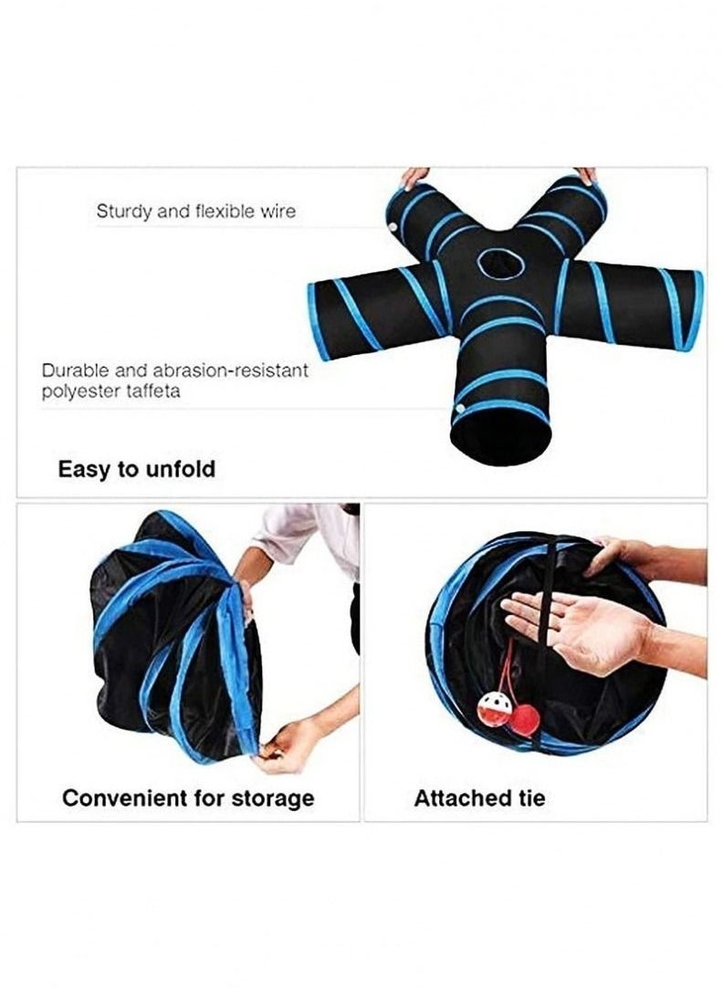 BLOOMING TIME - 5 Way Pet Foldable Durable Tunnel Toys for Cat, Puppy, Kitten, Rabbit - Image 1