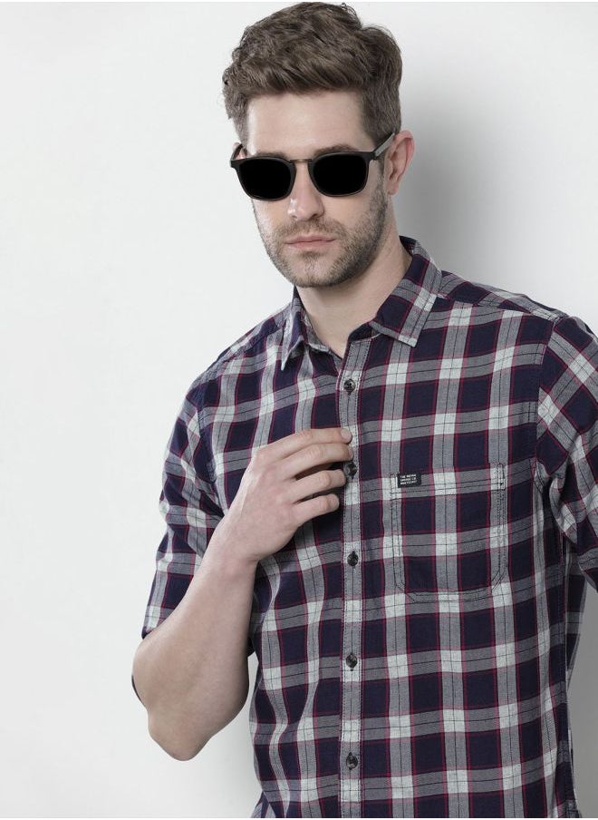 The Indian Garage Co Men Slim Fit Checkered Full Sleeves Spread Collar Casual Shirt  - Image 1