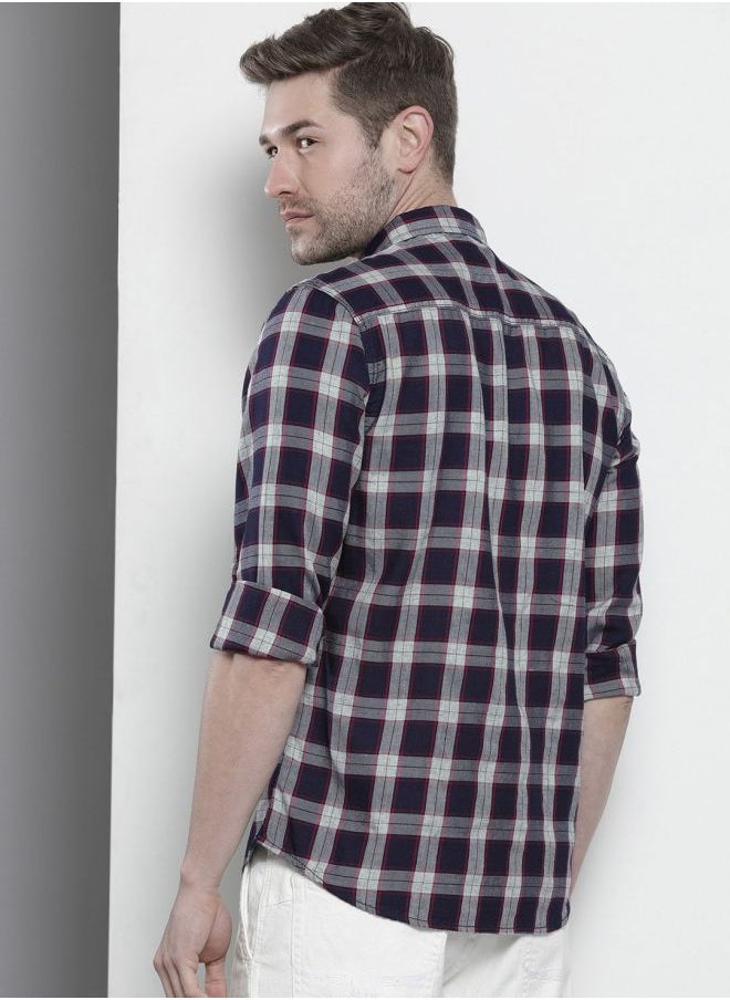 The Indian Garage Co Men Slim Fit Checkered Full Sleeves Spread Collar Casual Shirt  - Image 2