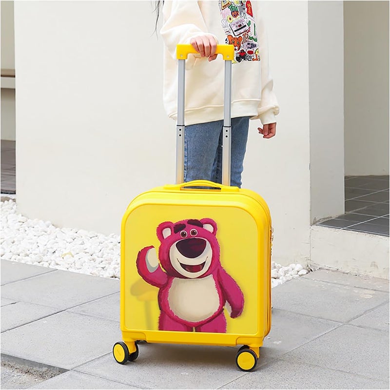 MUMOO BEAR Kids Rolling Luggage Case, 20 Inch Carry on Suitcase with 3D Transform Pattern for Girls Boys, Large Capacity Trolley Case with Universal wheels for School Outdoor Travel (Yellow Strawberry - Image 4