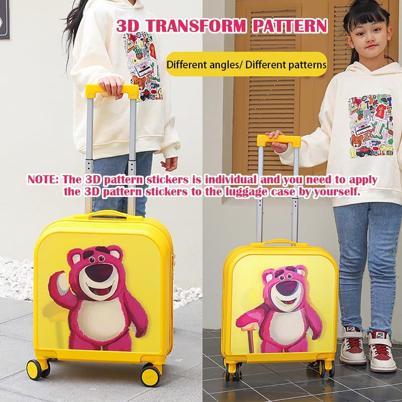 MUMOO BEAR Kids Rolling Luggage Case, 20 Inch Carry on Suitcase with 3D Transform Pattern for Girls Boys, Large Capacity Trolley Case with Universal wheels for School Outdoor Travel (Yellow Strawberry - Image 3