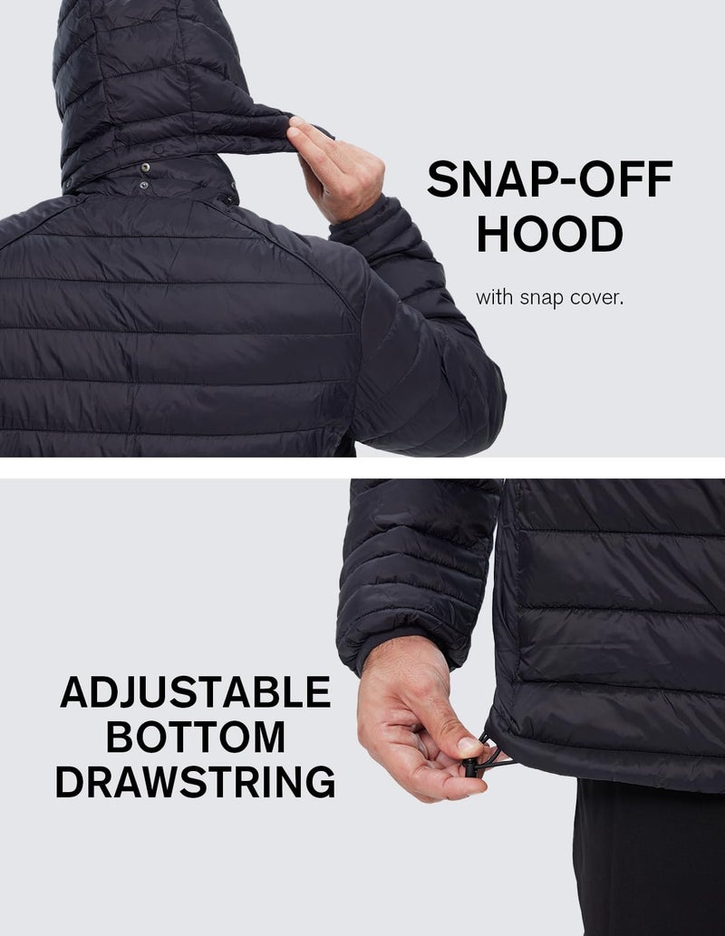fit space Men's Puffer Jacket Down Synthesis Lightweight Hiking Jacket Winter Warm Coat Quilted Water Resistant Packable (Black, Small) - Image 4