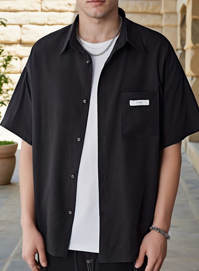 Take Two Men Solid Button Up Short Sleeve Shirt - Image 1