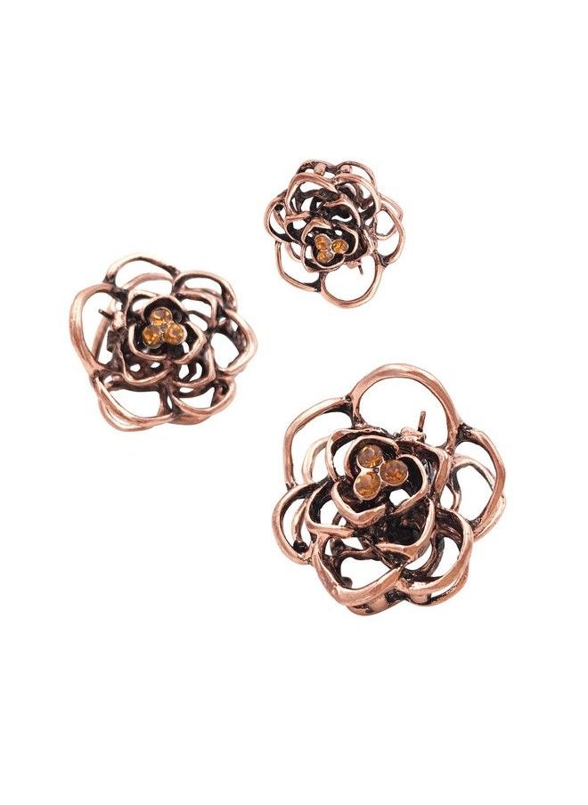 Lizzie Kay 3 Vintage Rose Mini Small Metal Hair Claws Clips Clamps Girls Ladies Women  - Image 2