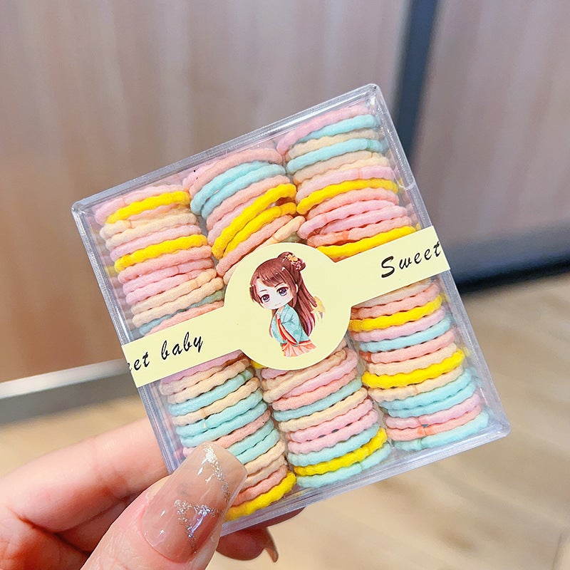 Generic New 90 childrens seamless small rubber band candy color baby hair ring cute high stretch hair wholesale 15-43 yellow color lotus root 90/box