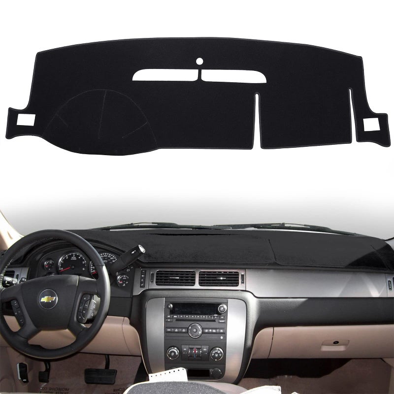 HanLanKa Dashboard Cover Dash Mat Fit for 20072014 Chevy Chevrolet Tahoe Suburban200713 Chevy Avalanche Silverado 1500 2500 3500 LTZ 200713 GMC Sierra SLT Denali200714 GMC Yukon XLBlack