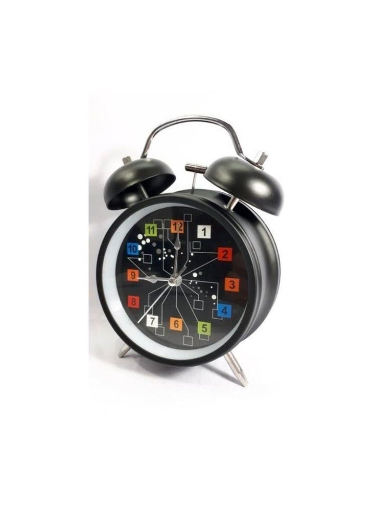 ساعة منبه معدنية باللونين الاسود - Image 1