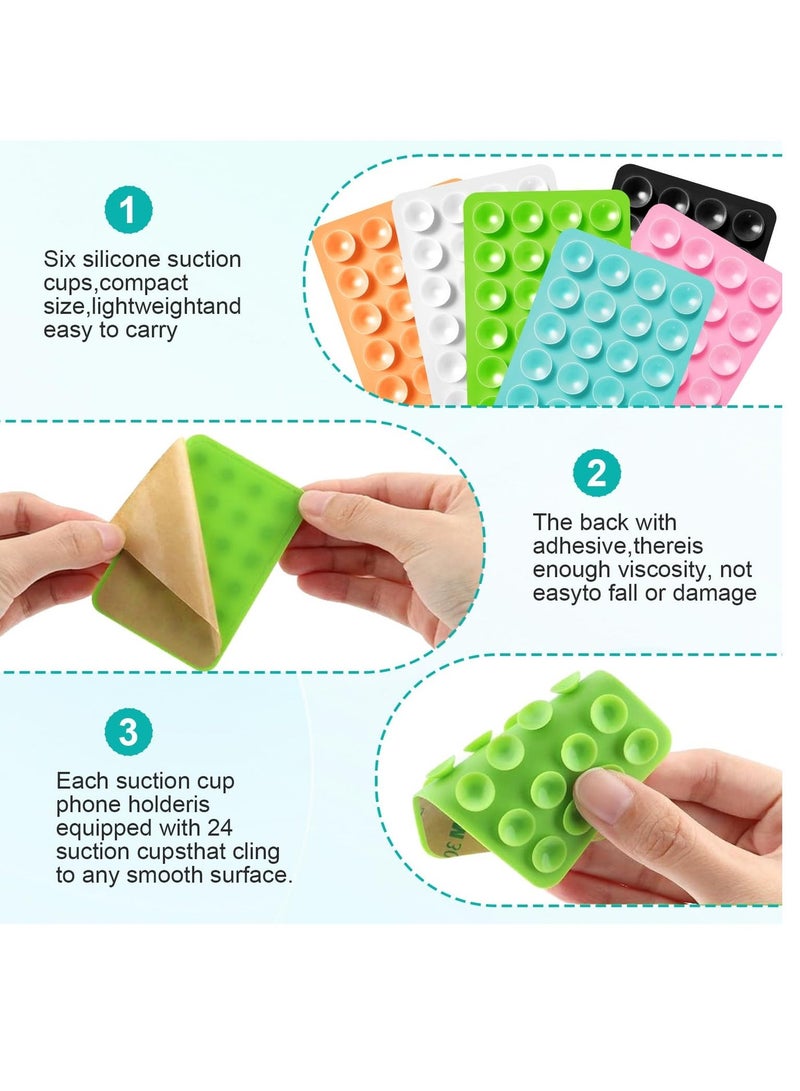 فوميمو حامل حافظة جوال بالشفط 6 قطع السيليكون اللاصق ملحقات الموبايل بدون استخدام اليدين لعبة فيدجيت مرآة دش ومقاطع فيديو وصور سيلفي الوان - Image 4