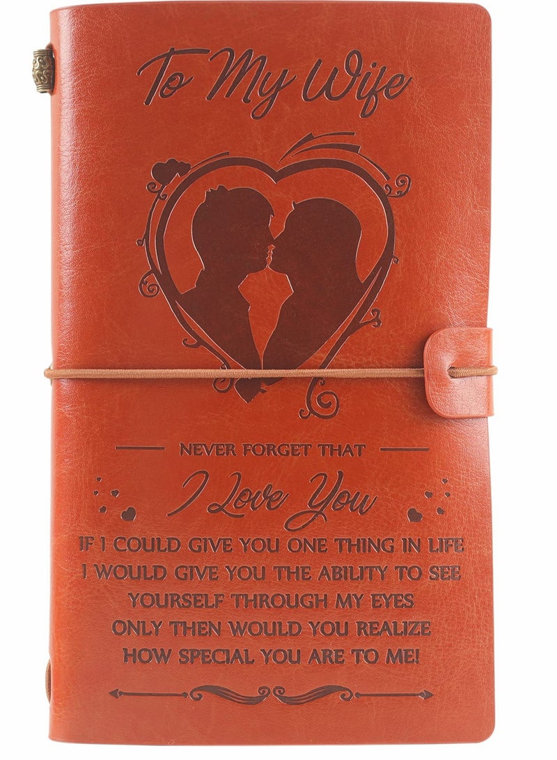 Generic To My Wife Leather Journal from Husband, Refillable Journal Notebooks, Travel Diary Anniversary Wedding Birthday Gift for Wife from Husband  - Image 1