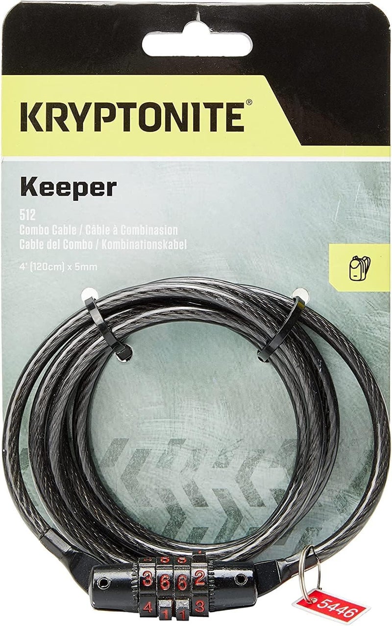 Kryptonite Keeper 512 Combo Bike Lock  4Ft. X 5Mm Braided Steel Cable Anti-Theft Security Cable Lock With 4-Digit Combination For Outdoor Equipment  Bicycles  Scooters  Fence  Gate - Image 4