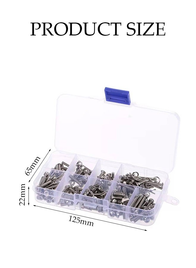 Loquat 340 Pcs Stainless Steel Allen Hex Drive on Head Socket Cap Bolts and Nuts and Washers Kit, M3 Hex Socket Head Screws Silver Allen Bolts, Machine Screw Bolt and Nut and Washer Assortment Set - Image 4