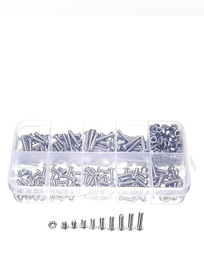 Loquat 340 Pcs Stainless Steel Allen Hex Drive on Head Socket Cap Bolts and Nuts and Washers Kit, M3 Hex Socket Head Screws Silver Allen Bolts, Machine Screw Bolt and Nut and Washer Assortment Set - Image 3