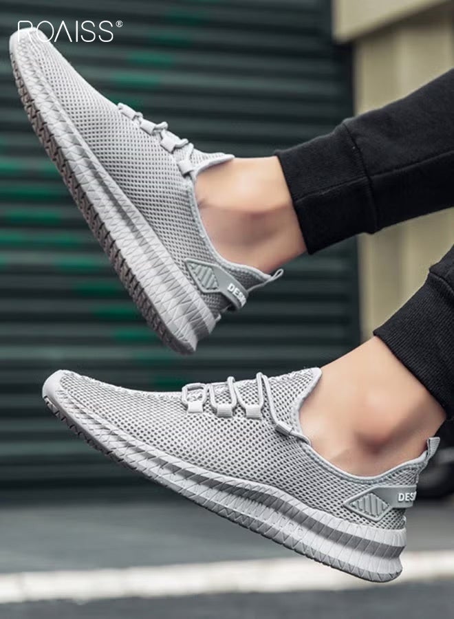 roaiss Men Stylish Sneakers, Low Top Lace up Running Shoes, Casual Versatile Sports Shoes for Men, Lightweight Breathable Trainers with Non-slip Soles and Mesh Upper, Suitable for Daily Wear and Outdoor Activities - Image 1