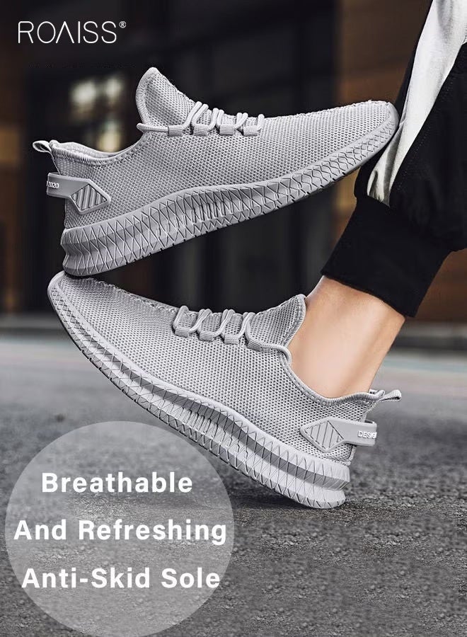 roaiss Men Stylish Sneakers, Low Top Lace up Running Shoes, Casual Versatile Sports Shoes for Men, Lightweight Breathable Trainers with Non-slip Soles and Mesh Upper, Suitable for Daily Wear and Outdoor Activities - Image 3