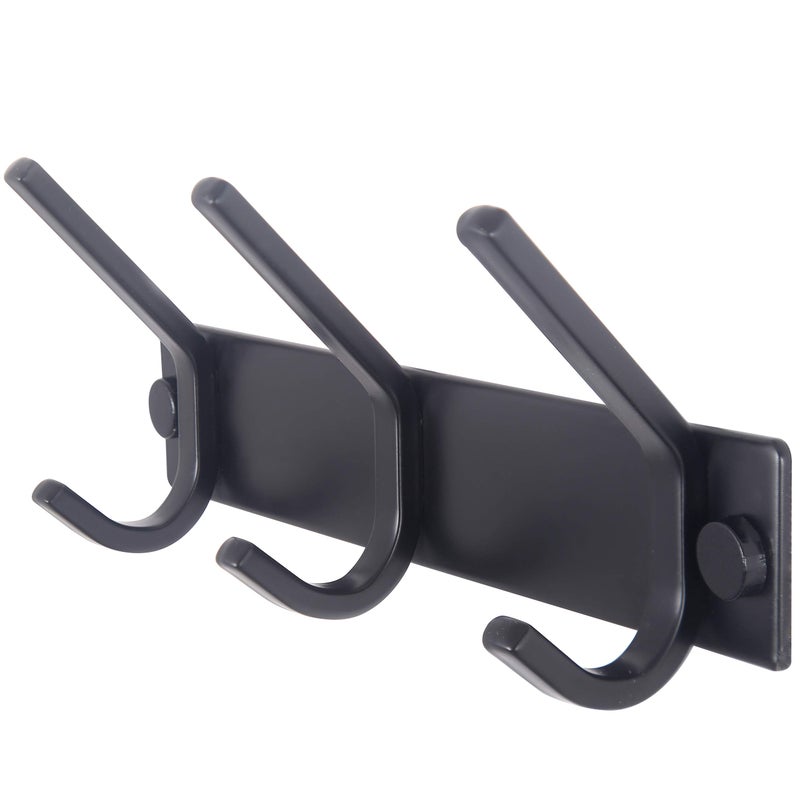WEBI Coat Rack Wall Mounted,3 Coat Hooks for Hanging Coats,Heavy Duty Metal Hook Rack Hook Rail Coat Hanger Wall Coat Rack with Hooks for Clothes Entryway Jacket,Black - Image 1