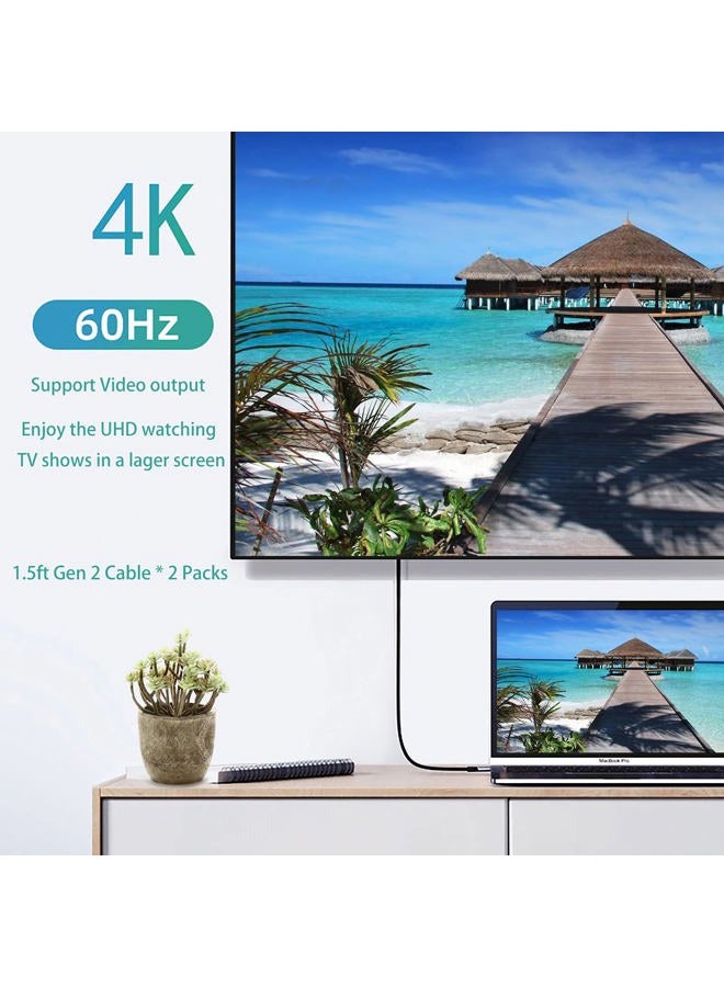 SUMPK Short USB C to USB C Cable (1.5ft 2 Packs), 3.1 Gen 2 10Gbps 100W 4K USBC Video High Speed Data Transfer Fast Charging Cord Compatibile with Samsung Galaxy T5 LaCie SSD, MacBook, Display Monitor - Image 4