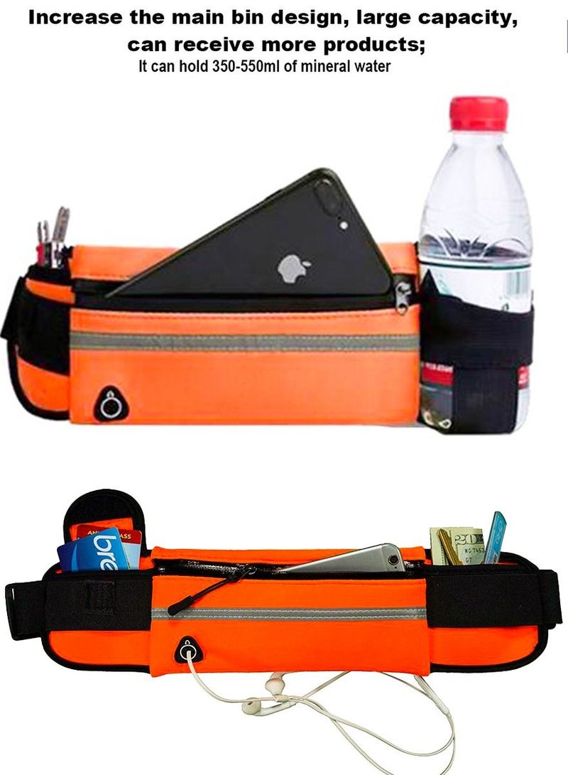 QUTOOB Sports and Workout Waist Bag Money Belt for Running, Cycling, Travelling, Walking, Hiking, Multipockets Running Waist Belt, Dedicated Slots For Water Bottle Keys Mobile Money Headphone  - Image 2