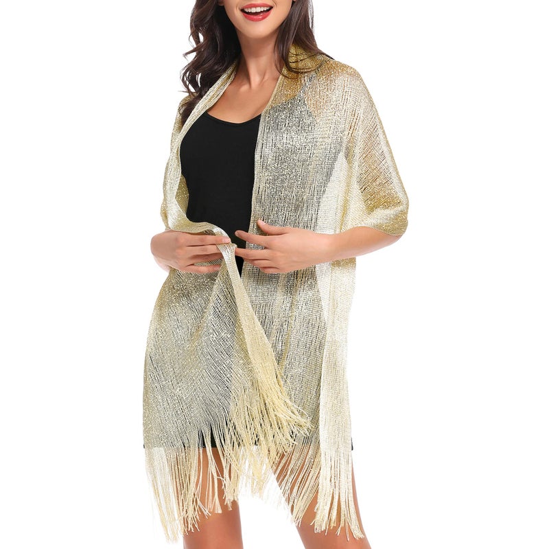 vimate Party Shawl for Women, Lightweight Champaignâ€‚Gold Evening Shawls and Scarf Wraps for Formal Dresses (Champagne) - Image 1