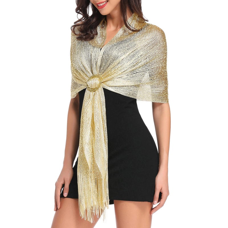 vimate Party Shawl for Women, Lightweight Champaignâ€‚Gold Evening Shawls and Scarf Wraps for Formal Dresses (Champagne) - Image 3
