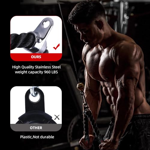 Diaomao Tricep Rope with Upgraded Rubber Handles,35 Inch Tricep Pull Down Rope for Cable Machine, Greater Range of Motion, Triceps Rope Cable Attachment for Gym, Home, Easy to Grip, Non-Slip - Image 3