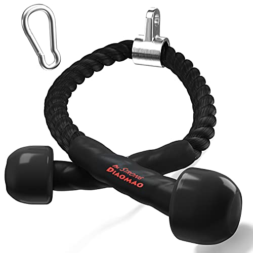 Diaomao Tricep Rope with Upgraded Rubber Handles,35 Inch Tricep Pull Down Rope for Cable Machine, Greater Range of Motion, Triceps Rope Cable Attachment for Gym, Home, Easy to Grip, Non-Slip - Image 1