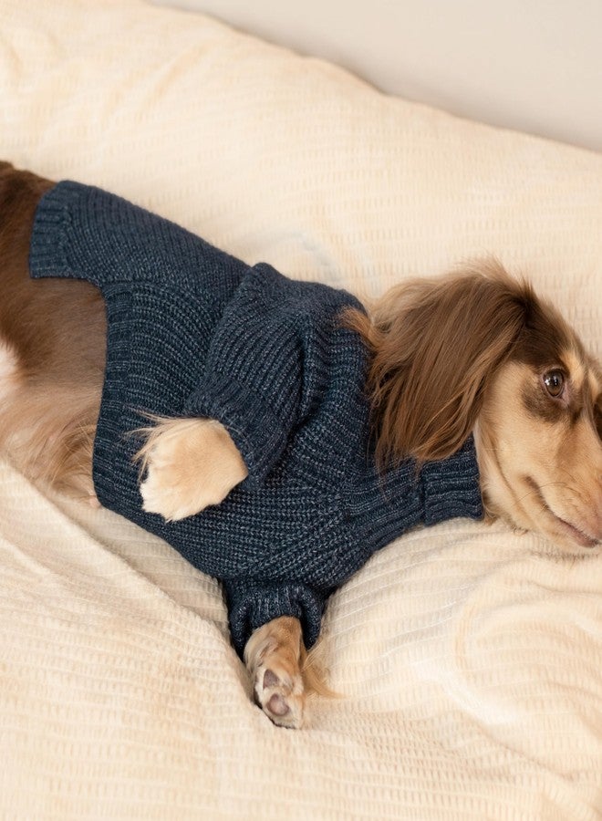 Fitwarm Turtleneck Knit Dog Sweater, Thermal Dog Winter Clothes for Small Dogs Boy Girl, Cozy Sweaters for Dogs, Doggy Pullover Jumper, Pet Outfit, Heather Navy Blue, Medium - Image 4