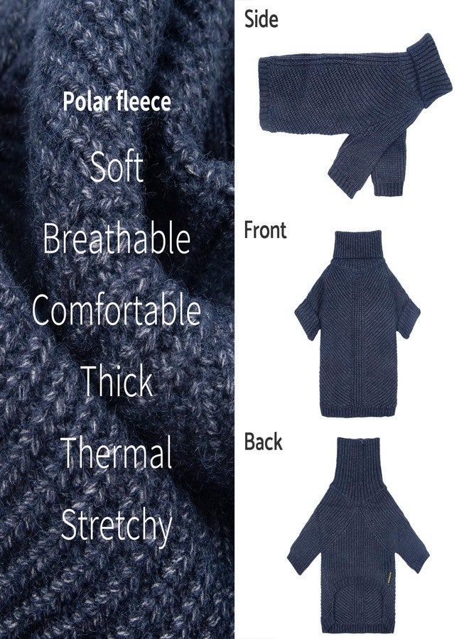 Fitwarm Turtleneck Knit Dog Sweater, Thermal Dog Winter Clothes for Small Dogs Boy Girl, Cozy Sweaters for Dogs, Doggy Pullover Jumper, Pet Outfit, Heather Navy Blue, Medium - Image 5